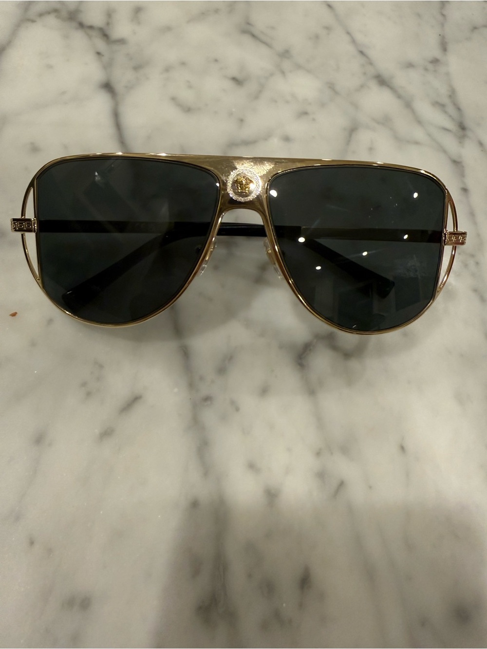 Gold Frame Versace Black Lens Women's Sunglasses